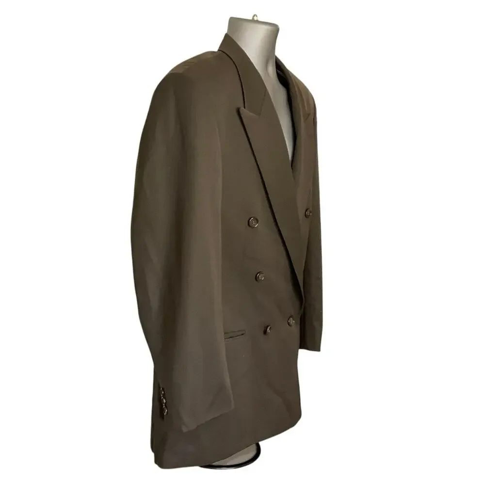 Carlo Mandrone 40R Double Breasted Pure Virgin Wool Blazer Brown Canada